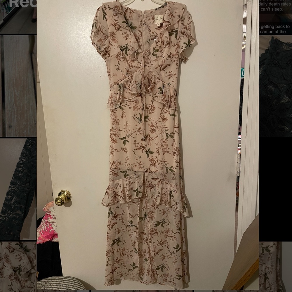 Cream Floral Maxi Dress
